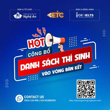 Thông báo: Danh sách 645 thí sinh lọt vào vòng Bán kết cuộc thi Tài năng Anh ngữ Nghệ An lần thứ nhất